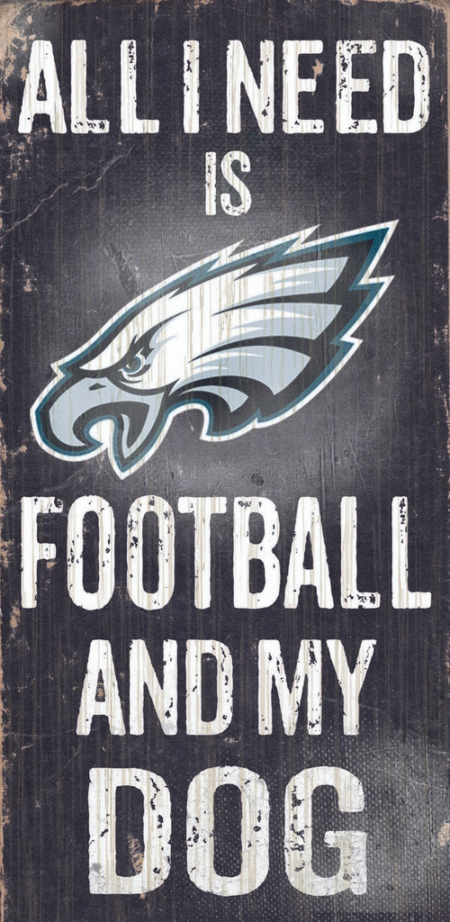 Philadelphia Eagles Wood Sign - Football and Dog 6''x12'' - Fan Creations