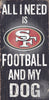 San Francisco 49ers Wood Sign - Football and Dog 6''x12'' - Fan Creations
