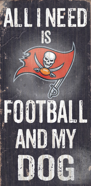 Tampa Bay Buccaneers Wood Sign - Football and Dog 6''x12'' - Fan Creations