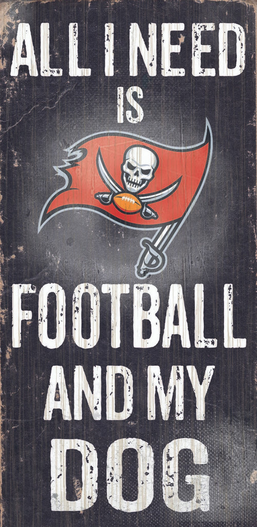 Tampa Bay Buccaneers Wood Sign - Football and Dog 6''x12'' - Fan Creations