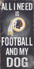 Washington Redskins Wood Sign - Football and Dog 6''x12'' - Fan Creations
