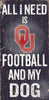 Oklahoma Sooners Wood Sign - Football and Dog 6''x12'' - Fan Creations