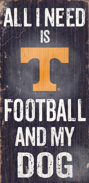Tennessee Volunteers Wood Sign - Football and Dog 6''x12'' - Fan Creations