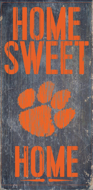 Clemson Tigers Wood Sign - Home Sweet Home 6''x12'' - Fan Creations