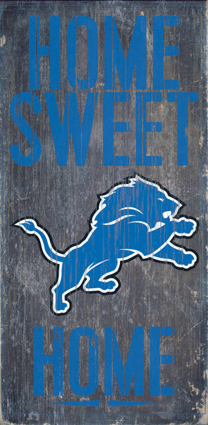 Detroit Lions Wood Sign - Home Sweet Home 6''x12'' - Fan Creations