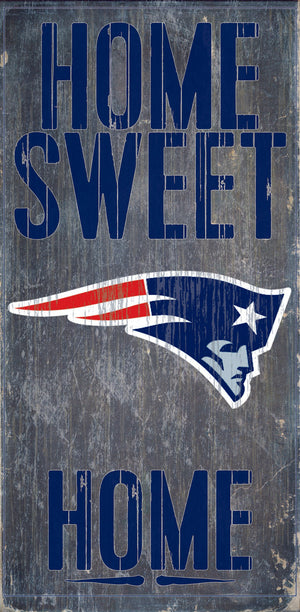 New England Patriots Wood Sign - Home Sweet Home 6''x12'' - Fan Creations