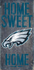 Philadelphia Eagles Wood Sign - Home Sweet Home 6''x12'' - Fan Creations