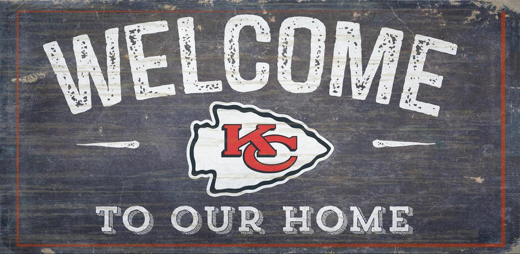 Kansas City Chiefs Sign Wood 6x12 Welcome To Our Home Design - Fan Creations
