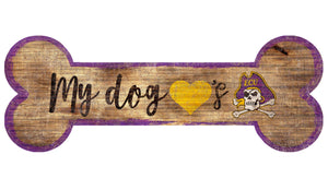East Carolina Pirates Sign Wood 6x12 Dog Bone Shape - Fan Creations