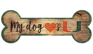 Miami Hurricanes Sign Wood 6x12 Dog Bone Shape - Fan Creations