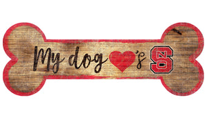 North Carolina State Wolfpack Sign Wood 6x12 Dog Bone Shape - Fan Creations
