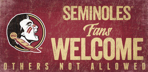 Florida State Seminoles Wood Sign Fans Welcome 12x6 - Fan Creations