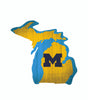 Michigan Wolverines Sign Wood 12 Inch Team Color State Shape Design - Fan Creations