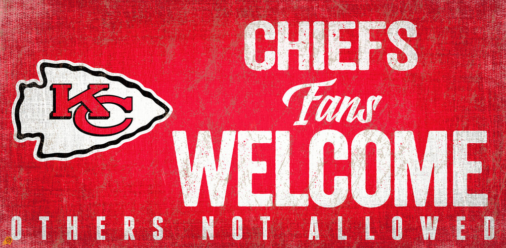 Kansas City Chiefs Wood Sign Fans Welcome 12x6 - Fan Creations