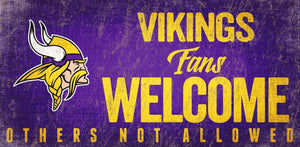 Minnesota Vikings Wood Sign Fans Welcome 12x6 - Fan Creations