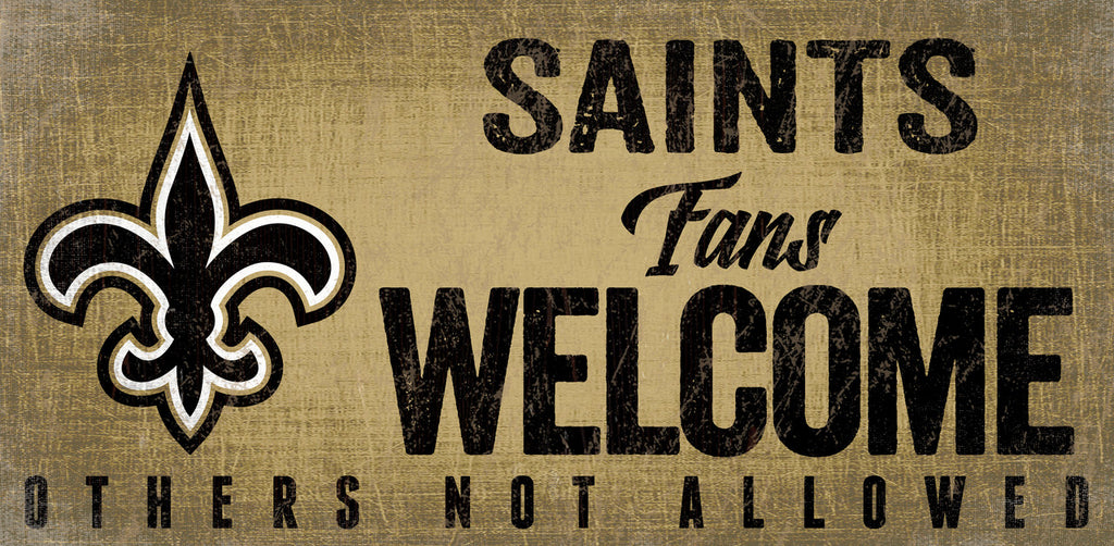 New Orleans Saints Wood Sign Fans Welcome 12x6 - Fan Creations