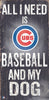 Chicago Cubs Sign Wood 6x12 Baseball and Dog Design - Fan Creations