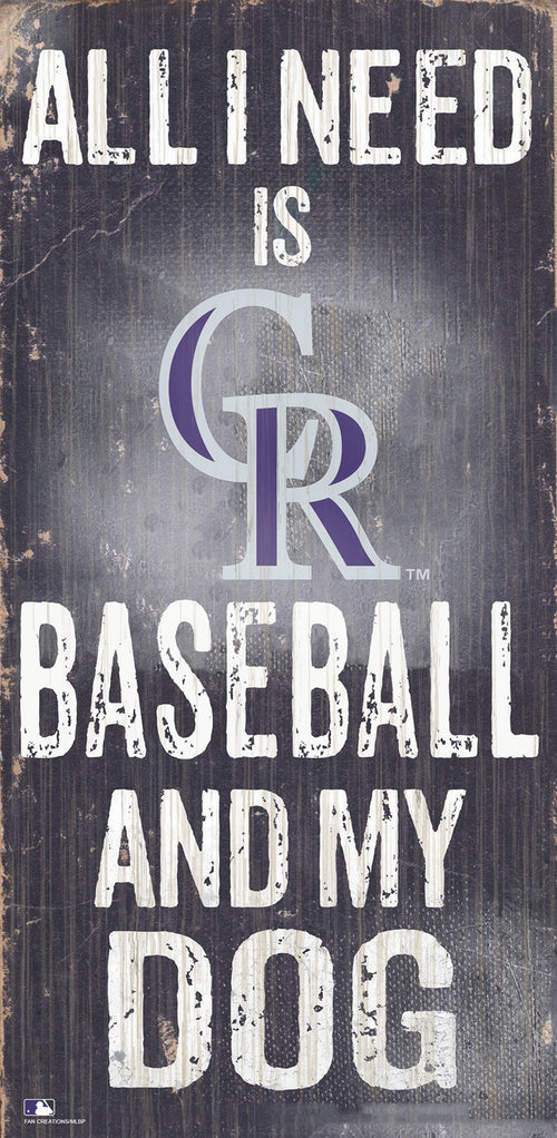 Colorado Rockies Sign Wood 6x12 Baseball and Dog Design Special Order - Fan Creations