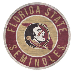 Florida State Seminoles Sign Wood 12 Inch Round State Design - Fan Creations