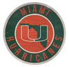 Miami Hurricanes Sign Wood 12 Inch Round State Design - Fan Creations