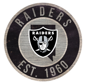 Las Vegas Raiders Sign Wood 12 Inch Round State Design - Fan Creations