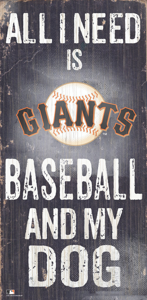 San Francisco Giants Sign Wood 6x12 Baseball and Dog Design - Fan Creations