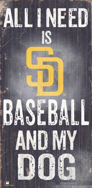 San Diego Padres Sign Wood 6x12 Baseball and Dog Design - Fan Creations