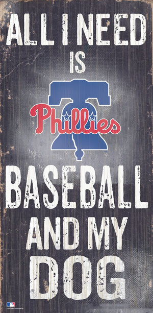 Philadelphia Phillies Sign Wood 6x12 Baseball and Dog Design - Fan Creations