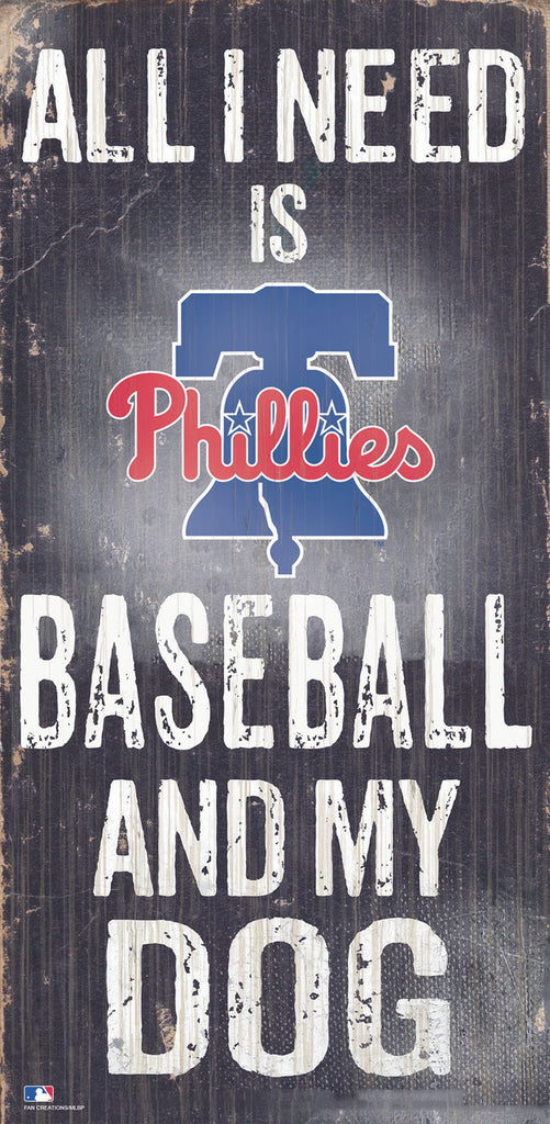 Philadelphia Phillies Sign Wood 6x12 Baseball and Dog Design - Fan Creations