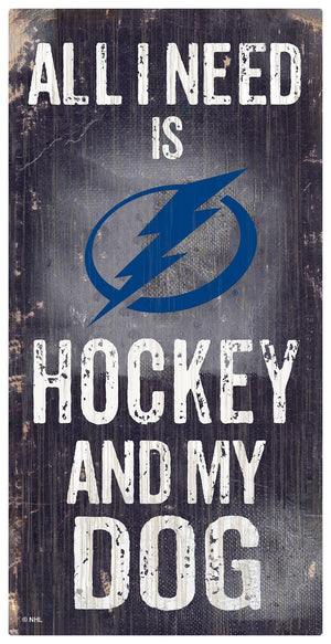Tampa Bay Lightning Sign Wood 6x12 Hockey and Dog Design - Fan Creations
