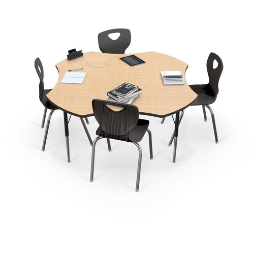 Activity Table - 60'' Clover - Gray Nebula Top Surface - Black Edgeband - BALT