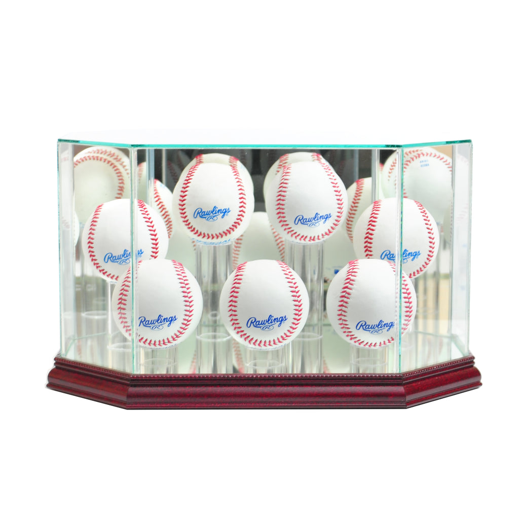Octagon 7 Baseball Display Case with Cherry Moulding