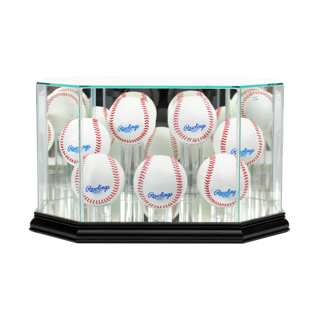Octagon 7 Baseball Display Case with Black Moulding