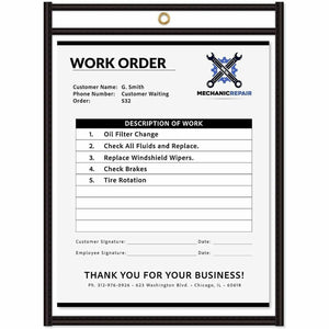 C-Line Stitched Vinyl Shop Ticket Holders - Support 9'' x 12'' Media - Vinyl - Black, Clear - Sturdy - 25 / Box