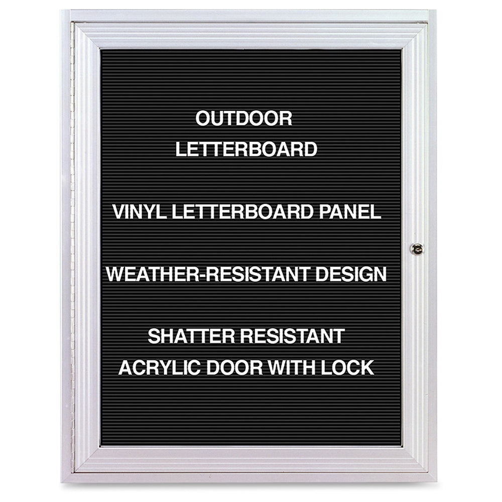 Ghent Outdoor Letterboards - 24'' Height x 36'' Width - Weather Resistant, Shatter Resistant, Lock, Water Resistant, Mounting System - Silver Aluminum Frame - 1 Each
