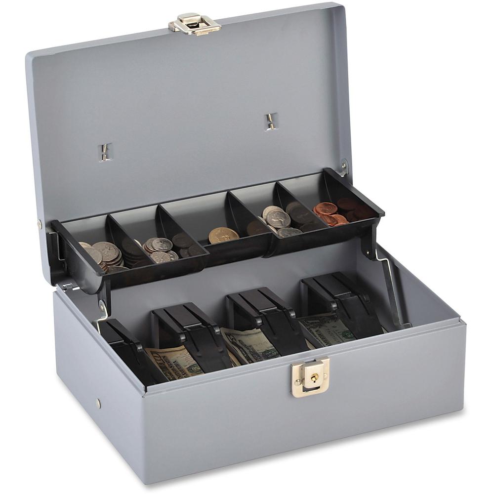Sparco Controller Cash Box - 5 Coin - Gray - 3.4'' Height x 11.4'' Width x 7.5'' Depth