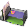 Safco Onyx 2 Upright/2 Tray Mesh Desk Organizer - 7.75'' Height x 10.75'' Width x 17'' Depth - Desktop - Black - 1 Each