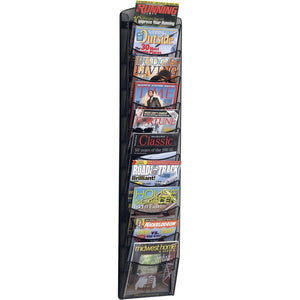 Safco 10-pocket Onyx Mesh Literature Rack - 10 Pocket(s) - 50.75'' Height x 10.25'' Width x 3.50'' Depth - Wall Mountable - Powder Coated - Black - Steel - 1 Each