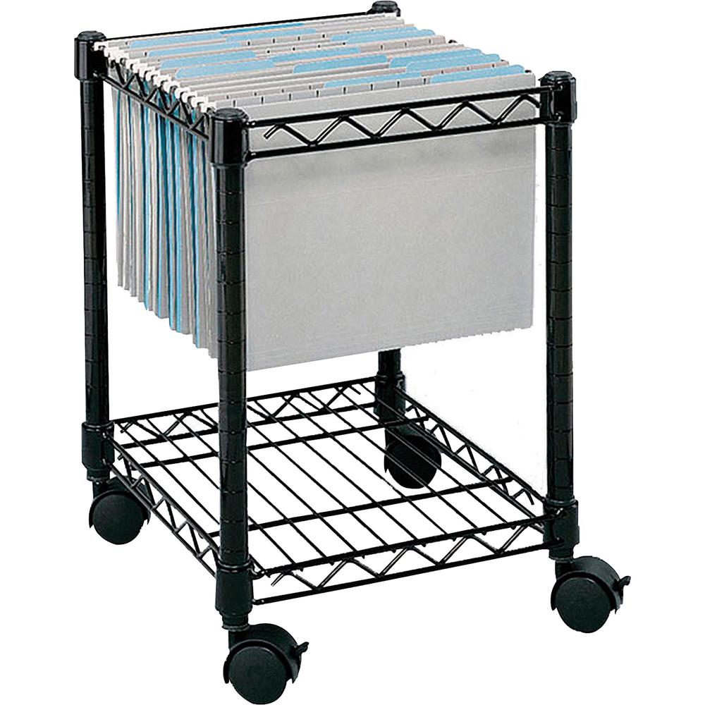 Safco Compact Mobile File Cart - 1 Shelf - 4 Casters - Steel - x 15.5'' Width x 14'' Depth x 19.5'' Height - Black - 1 Each