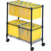 Safco 2-Tier Rolling File Cart - 300 lb Capacity - 4 Casters - Steel - x 25.8'' Width x 14'' Depth x 29.8'' Height - Black - 1 Each