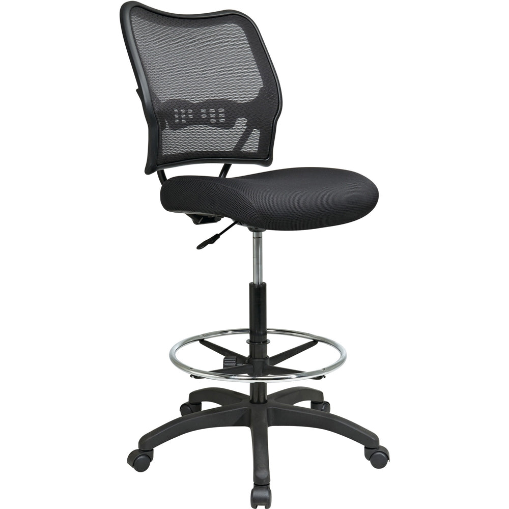 Office Star Air Grid Mesh Back Drafting Chair - Mesh Seat - Mesh Back - 5-star Base - Black - 20'' Seat Width x 19.75'' Seat Depth - 21.3'' Width x 25.5'' Depth x 51'' Height - Office Star Products