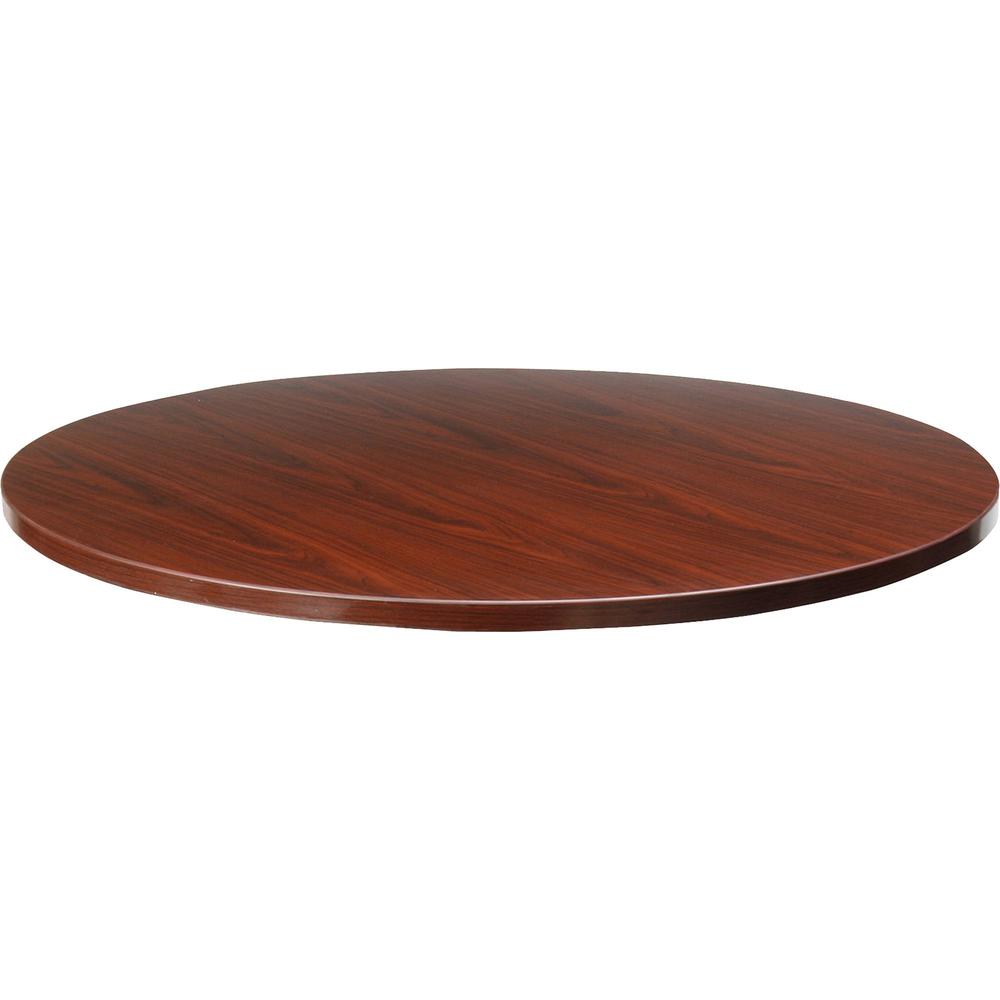 Lorell Essentials Conference Tabletop - Laminated Round, Mahogany Top - Contemporary Style x 41.38'' Table Top Width x 41.38'' Table Top Depth x 1'' Table Top Thickness - Assembly Required - Wood Top Mat