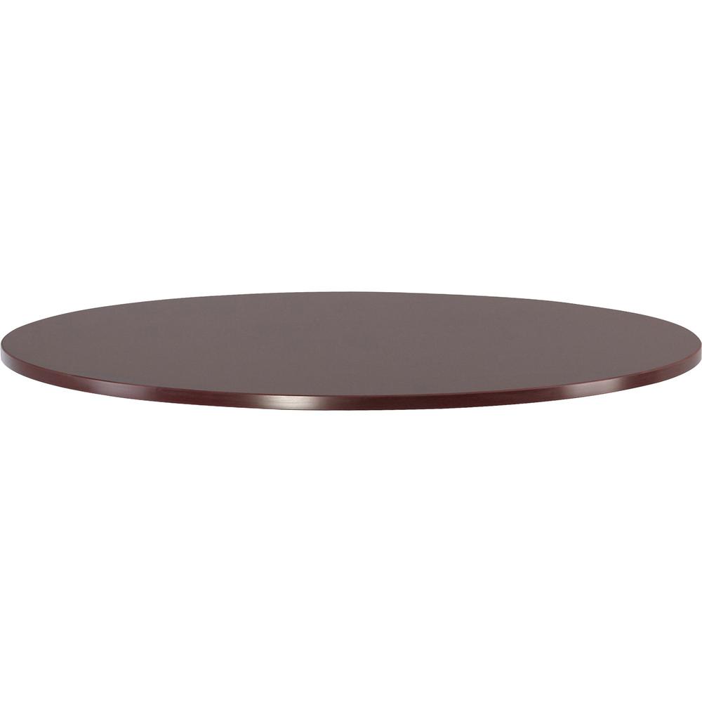 Lorell Essentials Conference Tabletop - Laminated Round, Mahogany Top - 47.25'' Table Top Width x 47.25'' Table Top Depth x 1.25'' Table Top Thickness - 1'' Height - Assembly Required - Wood Top Material