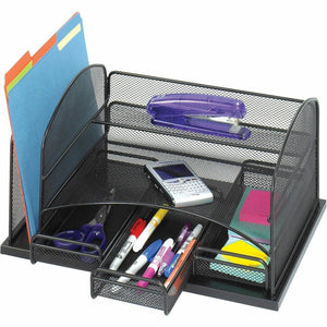 Safco Onyx 3-Drawer Desktop Organizer - 3 Drawer(s) - 16'' Height x 11.38'' Width x 8'' Depth - Powder Coated - Black - Steel - 1 Each