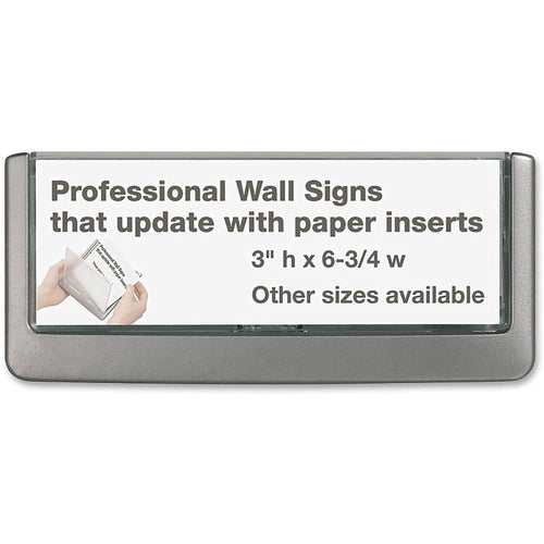 DURABLE CLICK SIGN with Cubicle Panel Pins - 2-1/8'' x 5-7/8'' - 2 Pins - Anti-glare - Acrylic, Aluminum - Updateable - Graphite - 1 Pack - Durable