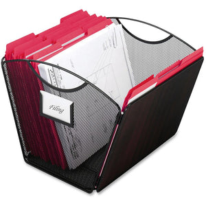 Safco Onyx Mesh Desktop Tub File - 9.5'' Height x 12.5'' Width x 13.8'' DepthDesktop - Powder Coated - Black - Steel - 1 Each