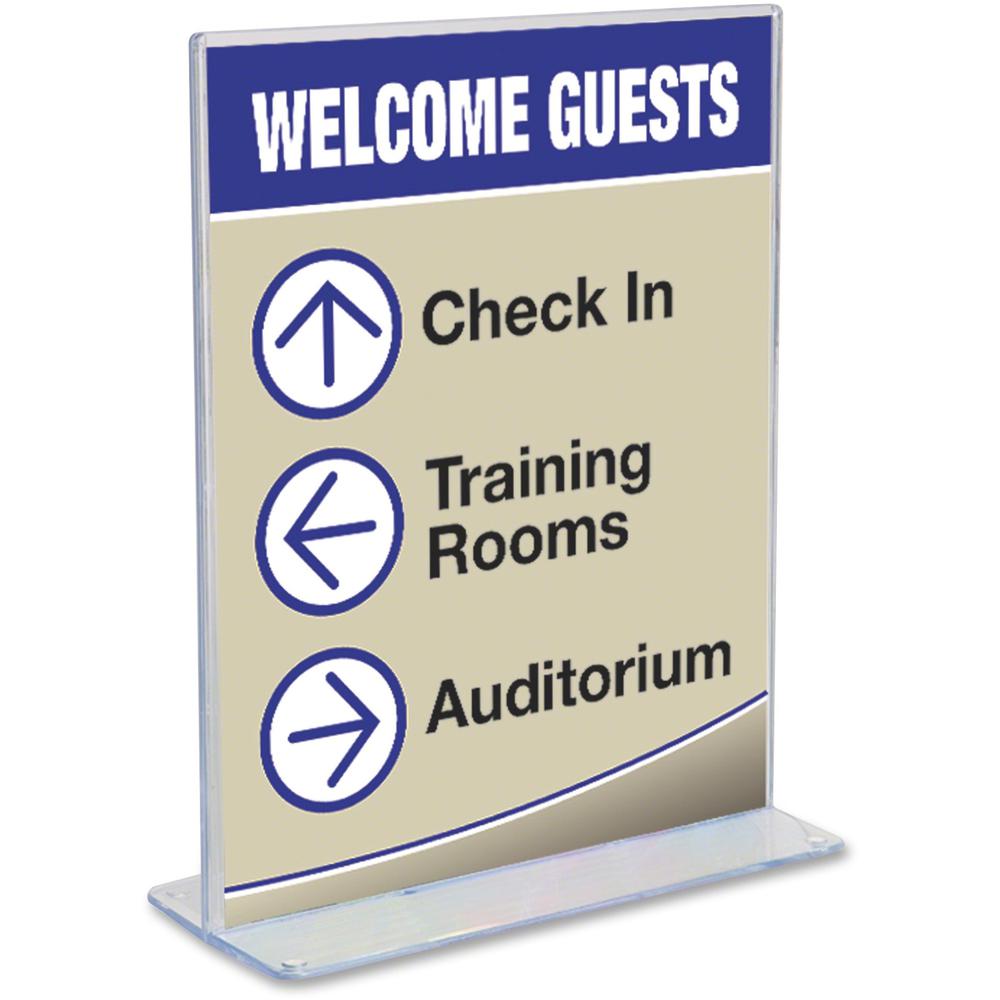 Deflecto Superior Image Double-Sided Sign Holder - Support 8.50'' x 11'' Media - Plastic - 1 Each - Clear - deflecto