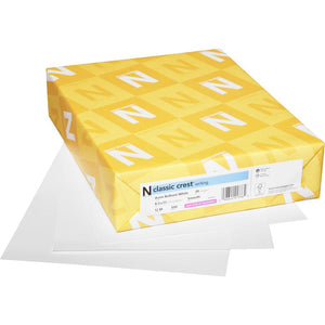 Classic Crest Writing Multipurpose Paper - White - Letter - 8 1/2'' x 11'' - Smooth - 500 / Ream - Green Seal - Watermarked, Acid-free, No Cotton Content, Ream-wrapped - Natural White - Neenah