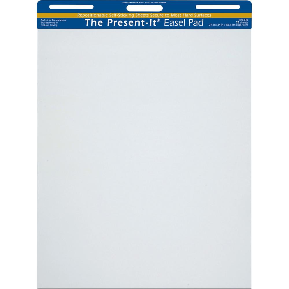 Easel Pad, Self-Adhesive, White, Unruled 27'' x 34'', 25 Sheets - The Present-It