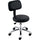 Lorell 16'' Round Seat Pneumatic-Lift Stool with Back - Vinyl Seat - 5-star Base - Black - 1 Each